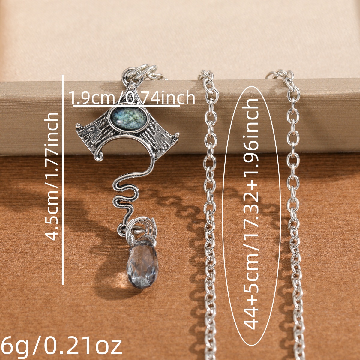 Women's Vintage Distressed Rune Spiral Curve Long Pendant Necklace